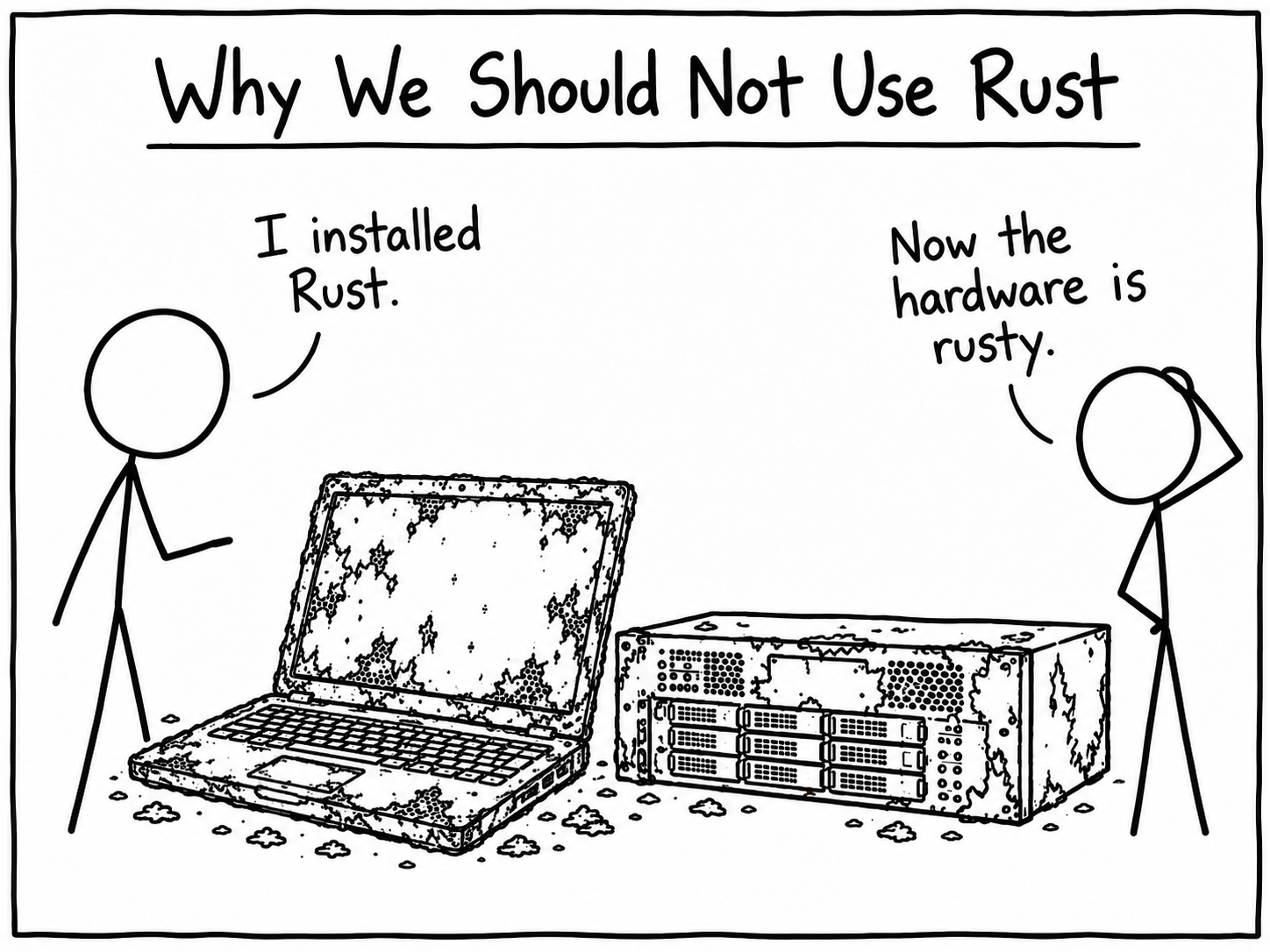 Rusty laptop and server